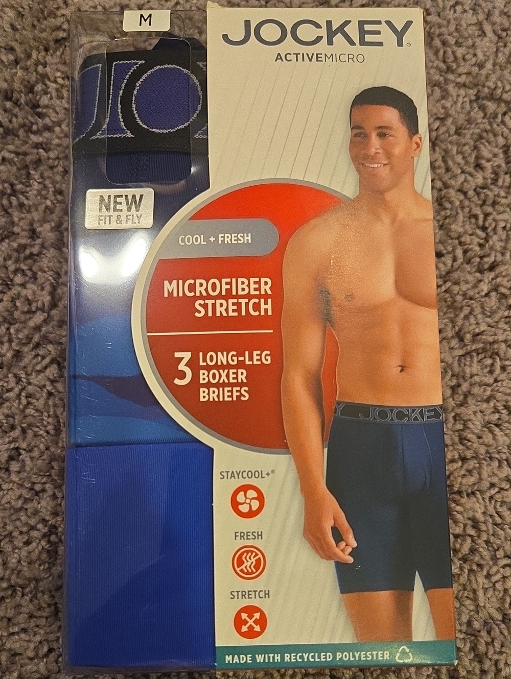 Jockey Men’s Microfiber Stretch Long-Leg Boxer Briefs — Blue